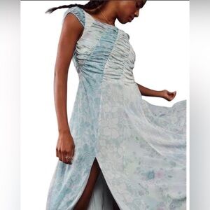 Free People Pastel Blue Floral Maxi Dress